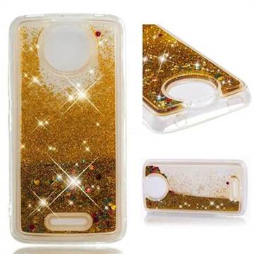 Dynamic Liquid Glitter Quicksand Sequins TPU Phone Case for Motorola Moto C Plus - Golden