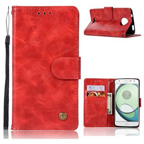 Luxury Retro Leather Wallet Case for Motorola Moto C Plus - Red