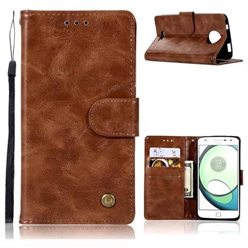 Luxury Retro Leather Wallet Case for Motorola Moto C Plus - Brown
