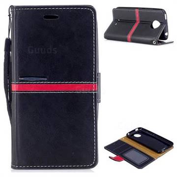 Luxury Elegant PU Leather Wallet Case for Motorola Moto C Plus - Black