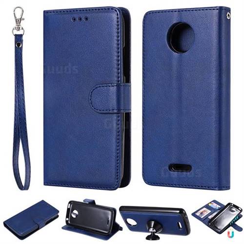 Retro Greek Detachable Magnetic PU Leather Wallet Phone Case for Motorola Moto C Plus - Blue