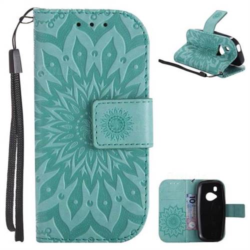 Embossing Sunflower Leather Wallet Case for Nokia New 3310 - Green