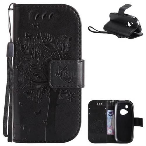 Embossing Butterfly Tree Leather Wallet Case for Nokia New 3310 - Black
