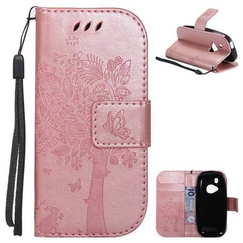 Embossing Butterfly Tree Leather Wallet Case for Nokia New 3310 - Rose Pink