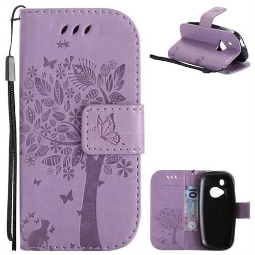 Embossing Butterfly Tree Leather Wallet Case for Nokia New 3310 - Violet