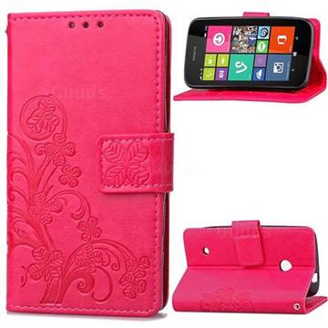Embossing Imprint Four-Leaf Clover Leather Wallet Case for Nokia Lumia 530 - Rose