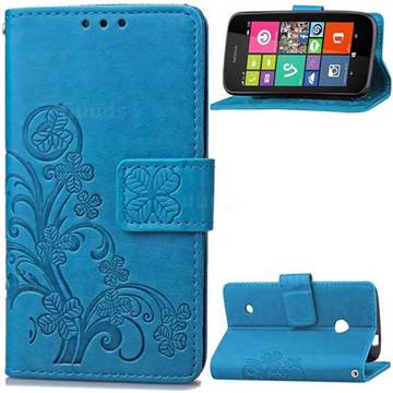 Embossing Imprint Four-Leaf Clover Leather Wallet Case for Nokia Lumia 530 - Blue