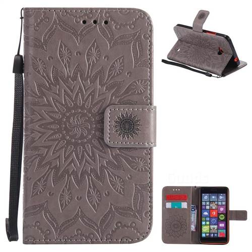 Embossing Sunflower Leather Wallet Case for Nokia Lumia 640 N640 - Gray