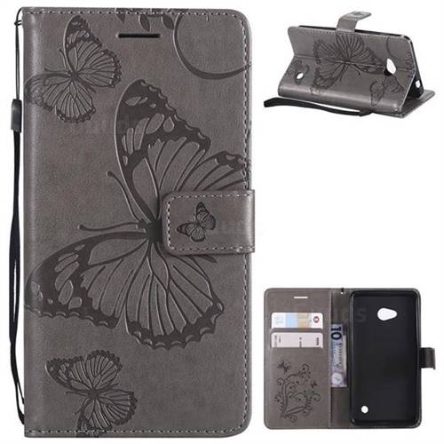 Embossing 3D Butterfly Leather Wallet Case for Nokia Lumia 640 N640 - Gray