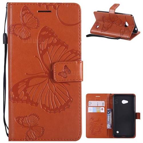 Embossing 3D Butterfly Leather Wallet Case for Nokia Lumia 640 N640 - Orange