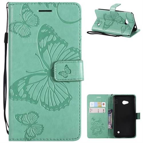 Embossing 3D Butterfly Leather Wallet Case for Nokia Lumia 640 N640 - Green