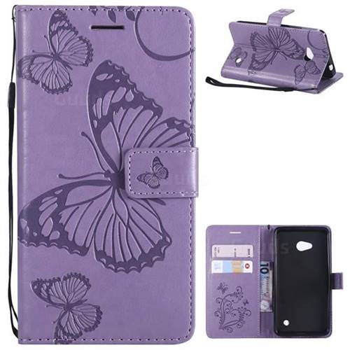 Embossing 3D Butterfly Leather Wallet Case for Nokia Lumia 640 N640 - Purple