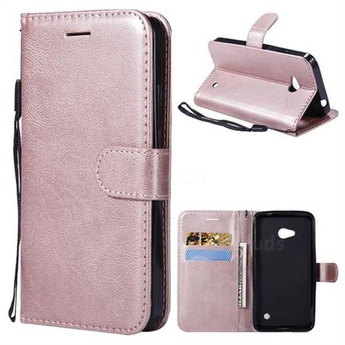 Retro Greek Classic Smooth PU Leather Wallet Phone Case for Nokia Lumia 640 N640 - Rose Gold