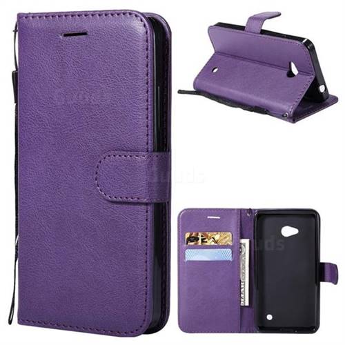 Retro Greek Classic Smooth PU Leather Wallet Phone Case for Nokia Lumia 640 N640 - Purple