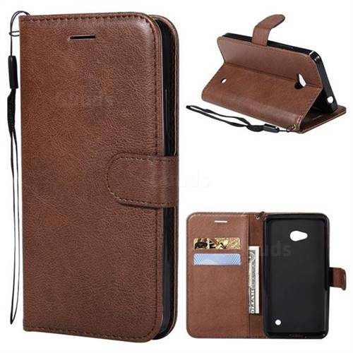 Retro Greek Classic Smooth PU Leather Wallet Phone Case for Nokia Lumia 640 N640 - Brown