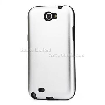 Silicone and Aluminum Case for Samsung Galaxy Note 2 N7100 Case / Note II N7100 - Silver