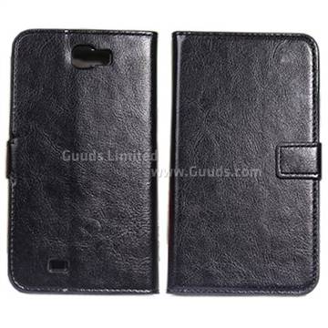 For Samsung Galaxy Note 2 N7100 Crazy Horse PU Leather Case with Built-in Stand and Card Slots - Black