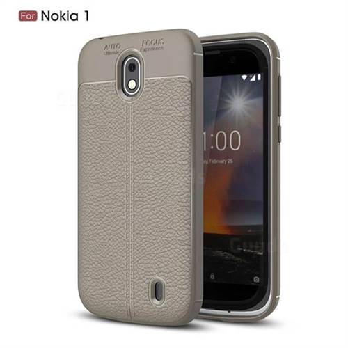 Luxury Auto Focus Litchi Texture Silicone TPU Back Cover for Nokia 1 - Gray