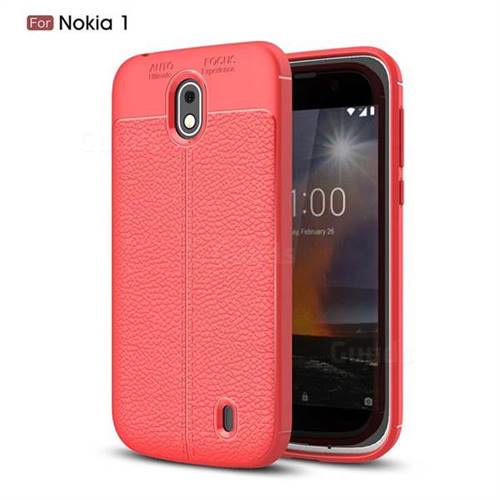 Luxury Auto Focus Litchi Texture Silicone TPU Back Cover for Nokia 1 - Red