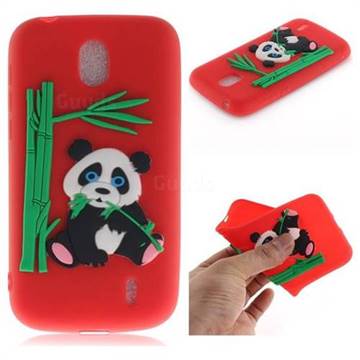 Panda Eating Bamboo Soft 3D Silicone Case for Nokia 1 - Red