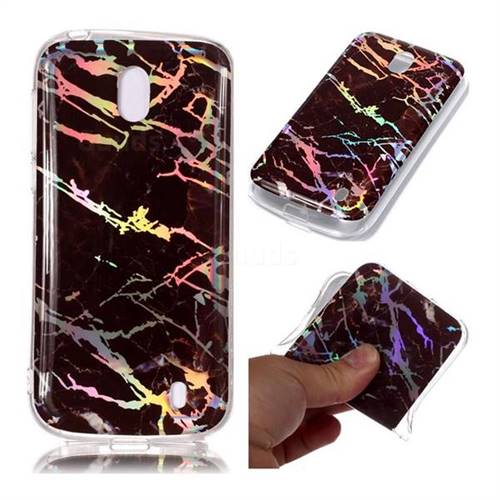 Black Brown Marble Pattern Bright Color Laser Soft TPU Case for Nokia 1