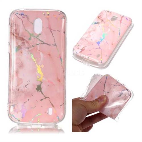 Powder Pink Marble Pattern Bright Color Laser Soft TPU Case for Nokia 1