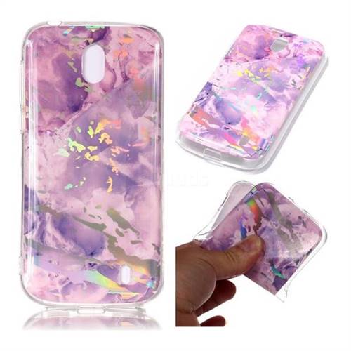 Purple Marble Pattern Bright Color Laser Soft TPU Case for Nokia 1