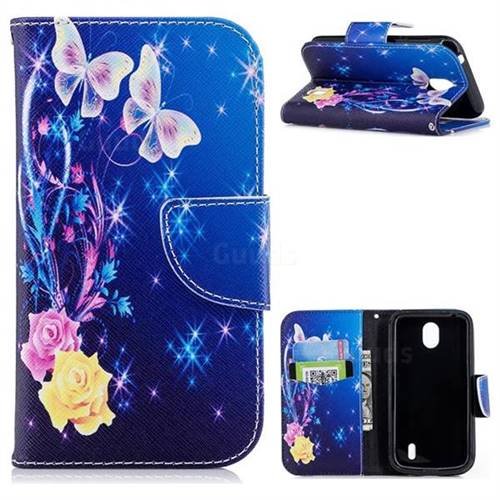 Yellow Flower Butterfly Leather Wallet Case for Nokia 1