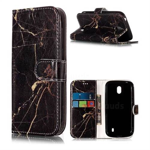 Black Gold Marble PU Leather Wallet Case for Nokia 1