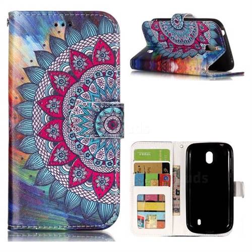 Mandala Flower 3D Relief Oil PU Leather Wallet Case for Nokia 1