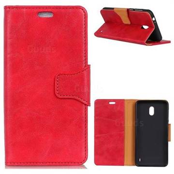 MURREN Luxury Crazy Horse PU Leather Wallet Phone Case for Nokia 1 - Red