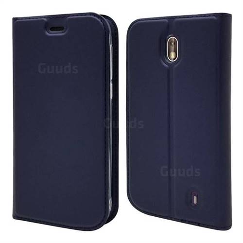 Ultra Slim Card Magnetic Automatic Suction Leather Wallet Case for Nokia 1 - Royal Blue