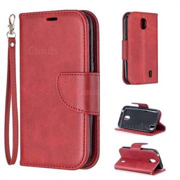 Classic Sheepskin PU Leather Phone Wallet Case for Nokia 1 - Red