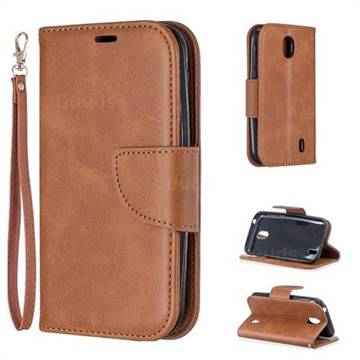 Classic Sheepskin PU Leather Phone Wallet Case for Nokia 1 - Brown
