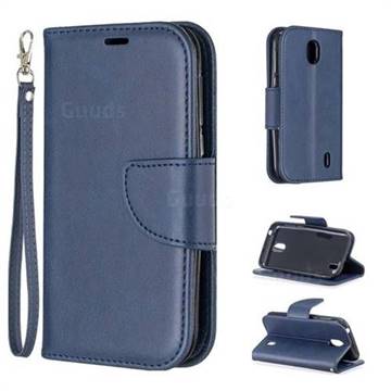Classic Sheepskin PU Leather Phone Wallet Case for Nokia 1 - Blue