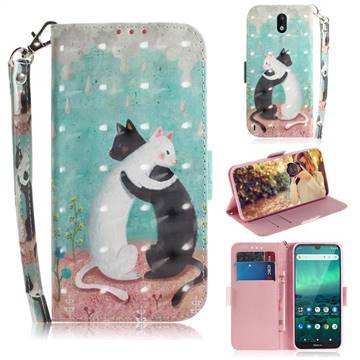 Black and White Cat 3D Painted Leather Wallet Phone Case for Nokia 1.3