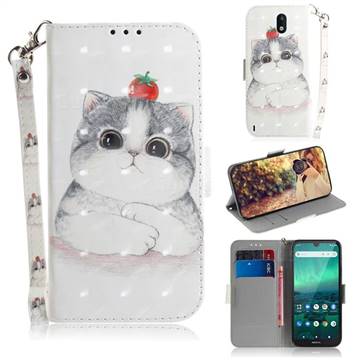 Cute Tomato Cat 3D Painted Leather Wallet Phone Case for Nokia 1.3
