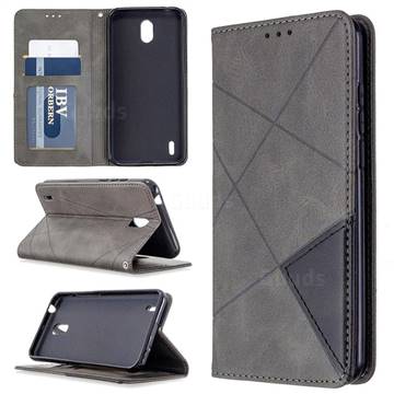 Prismatic Slim Magnetic Sucking Stitching Wallet Flip Cover for Nokia 1.3 - Gray