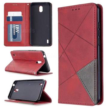 Prismatic Slim Magnetic Sucking Stitching Wallet Flip Cover for Nokia 1.3 - Red