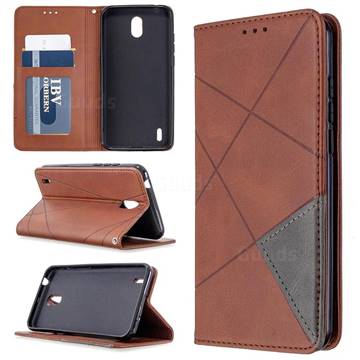 Prismatic Slim Magnetic Sucking Stitching Wallet Flip Cover for Nokia 1.3 - Brown