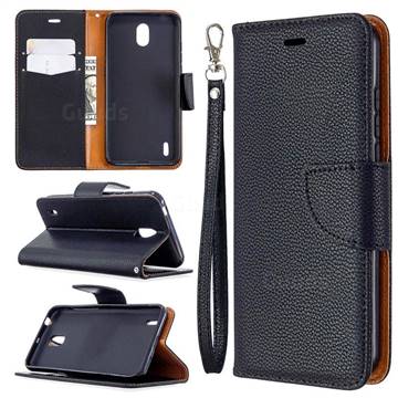 Classic Luxury Litchi Leather Phone Wallet Case for Nokia 1.3 - Black