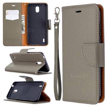 Classic Luxury Litchi Leather Phone Wallet Case for Nokia 1.3 - Gray