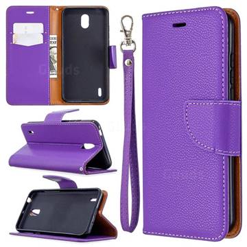 Classic Luxury Litchi Leather Phone Wallet Case for Nokia 1.3 - Purple