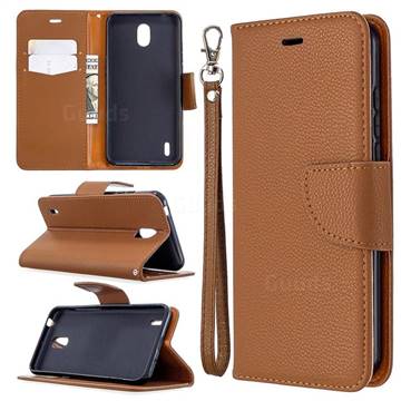 Classic Luxury Litchi Leather Phone Wallet Case for Nokia 1.3 - Brown