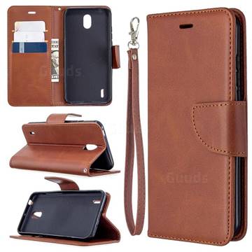 Classic Sheepskin PU Leather Phone Wallet Case for Nokia 1.3 - Brown