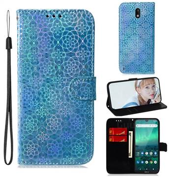 Laser Circle Shining Leather Wallet Phone Case for Nokia 1.3 - Blue
