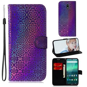 Laser Circle Shining Leather Wallet Phone Case for Nokia 1.3 - Purple
