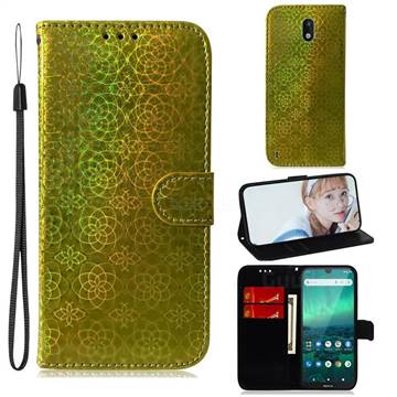 Laser Circle Shining Leather Wallet Phone Case for Nokia 1.3 - Golden