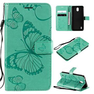 Embossing 3D Butterfly Leather Wallet Case for Nokia 1.3 - Green