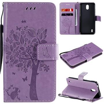 Embossing Butterfly Tree Leather Wallet Case for Nokia 1.3 - Violet